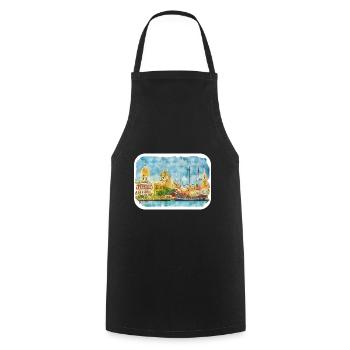 Cartagena Kolumbien Aquarell Skizze Gezeichnet Illustr - Kochschürze - Schwarz - Vorne - AI Model Male 185 dark (185cm)