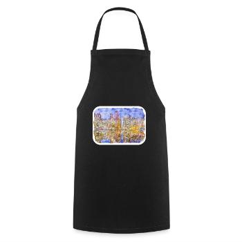 Busan South Korea Watercolor Sketch - Cooking Apron - black - Front - AI Model Male 185 dark (185cm)