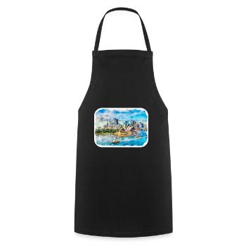 Sydney Australie Aquarelle Esquisse Dessinée Illustrat - Tablier de cuisine - noir - Devant - AI Model Male 185 dark (185cm)