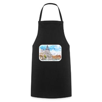 Italy Watercolor Sketch Hand Drawn Illustration - Cooking Apron - black - Front - AI Model Male 185 dark (185cm)