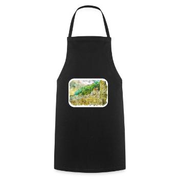 England UK Watercolor Sketch Painting Illustration - Cooking Apron - black - Front - AI Model Male 185 dark (185cm)
