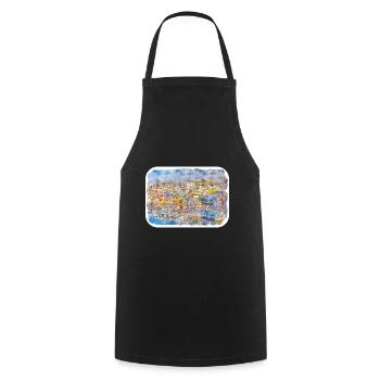 Porto Portugal Watercolor Sketch Drawn Illustratio - Cooking Apron - black - Front - AI Model Male 185 dark (185cm)
