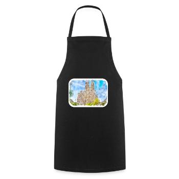 Spain Watercolor Sketch Hand Drawn Illustration - Cooking Apron - black - Front - AI Model Male 185 dark (185cm)