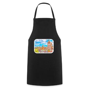San Miguel De Allende Mexico Watercolor Sketch Dra - Cooking Apron - black - Front - AI Model Male 185 dark (185cm)