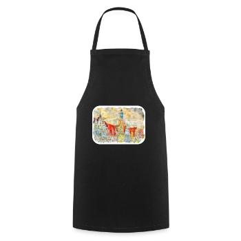 Pologne Repère Aquarelle Esquisse Dessin de peinture - Tablier de cuisine - noir - Devant - AI Model Male 185 dark (185cm)