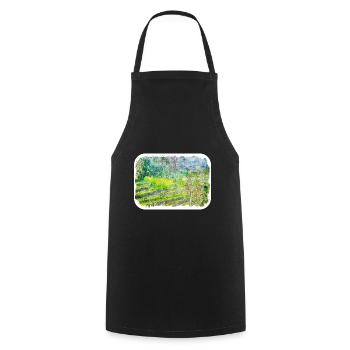 Indonésie Aquarelle Esquisse Dessinée à la Main Peinture - Tablier de cuisine - noir - Devant - AI Model Male 185 dark (185cm)