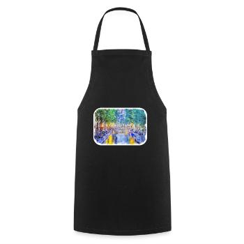 Amsterdam Netherlands Watercolor Sketch Drawing - Cooking Apron - black - Front - AI Model Male 185 dark (185cm)