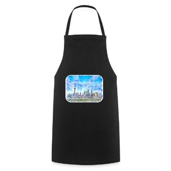 China Watercolor Sketch Hand Drawn Illustration - Cooking Apron - black - Front - AI Model Male 185 dark (185cm)
