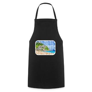 San Sebastian Croatia Watercolor Sketch Drawn Illu - Cooking Apron - black - Front - AI Model Male 185 dark (185cm)