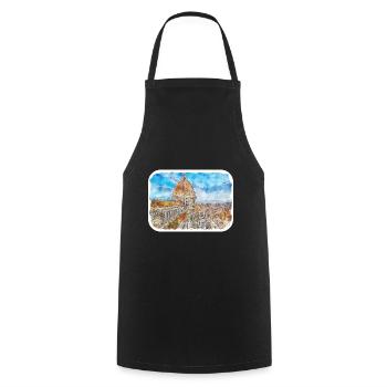 Florence Italie Aquarelle Esquisse Peinture Dessinée - Tablier de cuisine - noir - Devant - AI Model Male 185 dark (185cm)