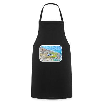 Cape Town South Africa Watercolor Sketch Drawn Pai - Cooking Apron - black - Front - AI Model Male 185 dark (185cm)
