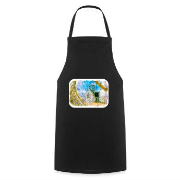 England UK Watercolor Sketch Drawn Illustration - Cooking Apron - black - Front - AI Model Male 185 dark (185cm)