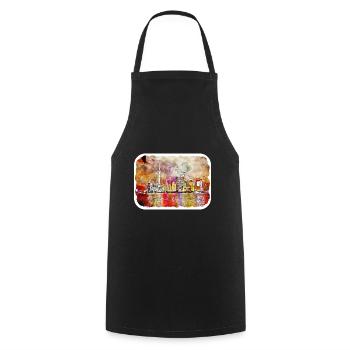 Shanghai Chine Aquarelle Esquisse Dessin Dessiné - Tablier de cuisine - noir - Devant - AI Model Male 185 dark (185cm)
