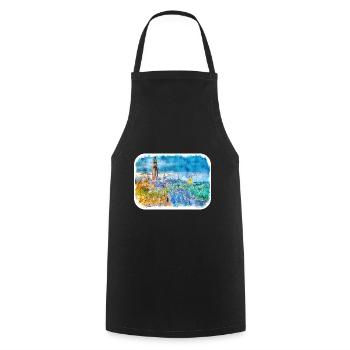 Europe Aquarelle Esquisse Dessinée à la main Illustration - Tablier de cuisine - noir - Devant - AI Model Male 185 dark (185cm)