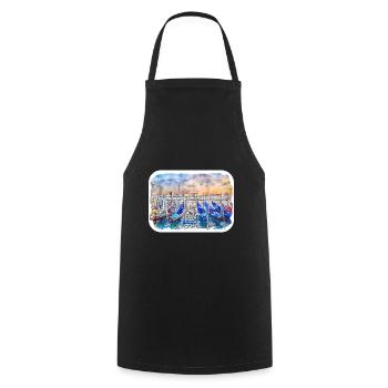 Venise Italie Aquarelle Esquisse Illustration - Tablier de cuisine - noir - Devant - AI Model Male 185 dark (185cm)