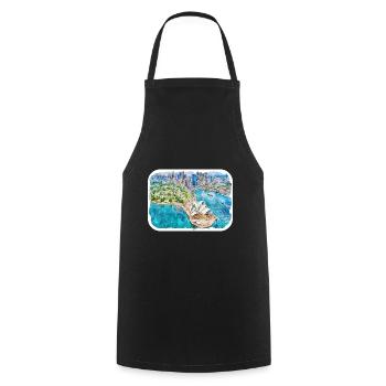 Australie Aquarelle Esquisse Dessinée à la Main Peinture - Tablier de cuisine - noir - Devant - AI Model Male 185 dark (185cm)