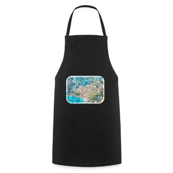 Europe Aquarelle Esquisse Dessinée à la main Illustration - Tablier de cuisine - noir - Devant - AI Model Male 185 dark (185cm)