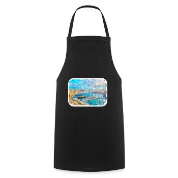 Malta Landmark Watercolor Sketch Paint Illustratio - Cooking Apron - black - Front - AI Model Male 185 dark (185cm)