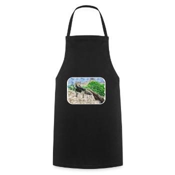 Beijing China Watercolor Sketch Illustration - Cooking Apron - black - Front - AI Model Male 185 dark (185cm)