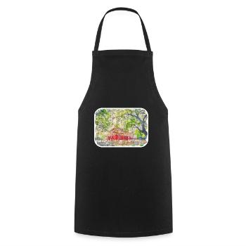 China Landmark Watercolor Sketch Paint Illustratio - Cooking Apron - black - Front - AI Model Male 185 dark (185cm)