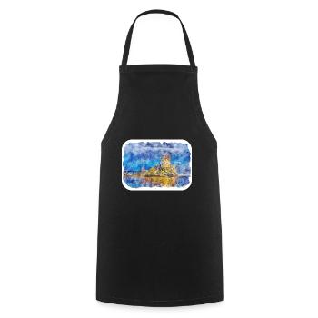 Scotland UK Watercolor Sketch Painting Illustratio - Cooking Apron - black - Front - AI Model Male 185 dark (185cm)