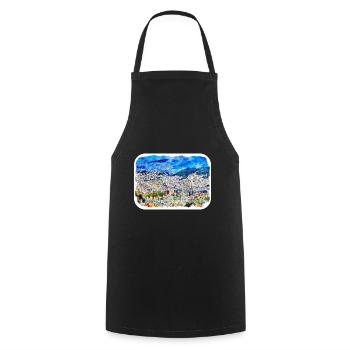 Quito Équateur Aquarelle Dessin Illustration - Tablier de cuisine - noir - Devant - AI Model Male 185 dark (185cm)