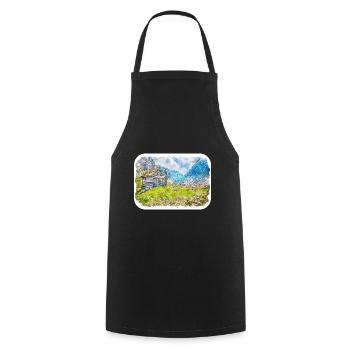 Norvège Aquarelle Esquisse Dessinée à la main Illustration - Tablier de cuisine - noir - Devant - AI Model Male 185 dark (185cm)