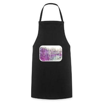 Amsterdam Netherlands Watercolor Sketch Drawing - Cooking Apron - black - Front - AI Model Male 185 dark (185cm)