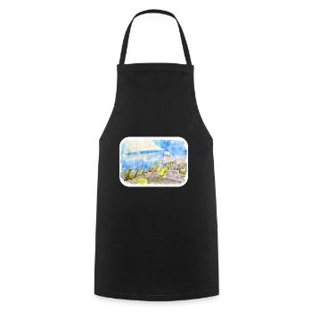Maldives Watercolor Sketch Hand Drawn Illustration - Cooking Apron - black - Front - AI Model Male 185 dark (185cm)