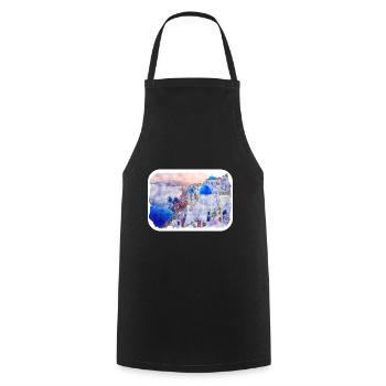 Santorin Grèce Aquarelle Esquisse Dessinée Illustrat - Tablier de cuisine - noir - Devant - AI Model Male 185 dark (185cm)