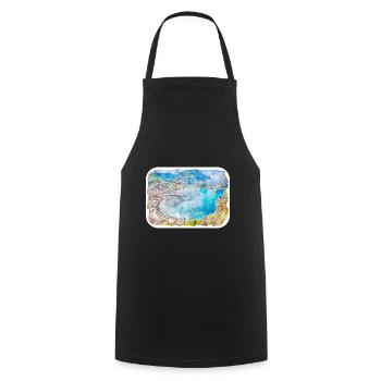 Grèce Aquarelle Esquisse Dessinée à la main Illustration - Tablier de cuisine - noir - Devant - AI Model Male 185 dark (185cm)