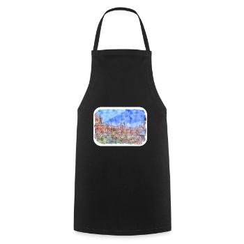 Madrid Spain Watercolor Sketch Drawn Painting - Cooking Apron - black - Front - AI Model Male 185 dark (185cm)