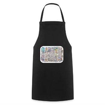 Vienna Austria Watercolor Sketch Drawn Illustratio - Cooking Apron - black - Front - AI Model Male 185 dark (185cm)
