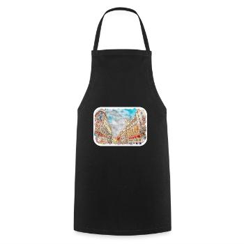 Spain Watercolor Sketch Hand Drawn Illustration - Cooking Apron - black - Front - AI Model Male 185 dark (185cm)