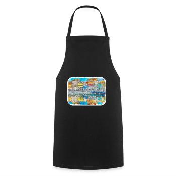 Copenhagen Denmark Watercolor Sketch Illustration - Cooking Apron - black - Front - AI Model Male 185 dark (185cm)