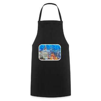 Madrid Spain Watercolor Sketch Painting Drawing - Cooking Apron - black - Front - AI Model Male 185 dark (185cm)