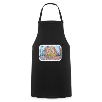 Ireland UK Watercolor Sketch Painting Illustration - Cooking Apron - black - Front - AI Model Male 185 dark (185cm)
