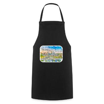 Lithuania Landmark Watercolor Sketch Illustration - Cooking Apron - black - Front - AI Model Male 185 dark (185cm)