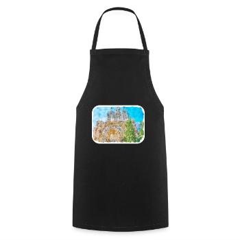 Spain Watercolor Sketch Hand Drawn Illustration - Cooking Apron - black - Front - AI Model Male 185 dark (185cm)