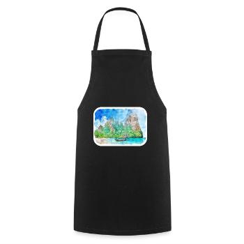 Thaïlande Aquarelle Esquisse Dessinée à la Main Illustration - Tablier de cuisine - noir - Devant - AI Model Male 185 dark (185cm)