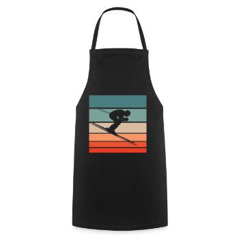 Skifahren Retro Style Vintage - Kochschürze - Schwarz - Vorne - AI Model Male 185 dark (185cm)