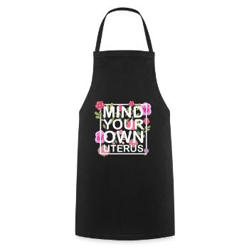 Attention à votre propre utérus - Pro Women - Tablier de cuisine - noir - Devant - AI Model Male 185 dark (185cm)