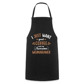 Weimaraner Kaffee Hund Cafe - Kochschürze - Schwarz - Vorne - AI Model Male 185 dark (185cm)