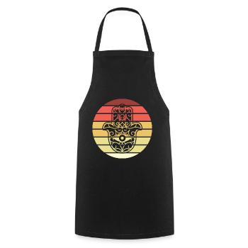 Hamsa Hand der Fatima Retro Style Vintage - Kochschürze - Schwarz - Vorne - AI Model Male 185 dark (185cm)