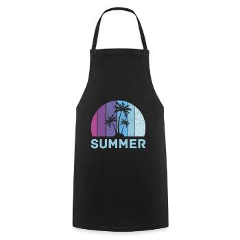 Vacances d’été rétro Palm - Tablier de cuisine - noir - Devant - AI Model Male 185 dark (185cm)