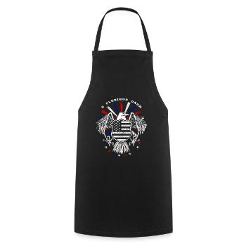E Pluribus Unum with US flag and eagle - Cooking Apron - black - Front - AI Model Male 185 dark (185cm)