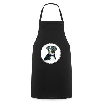 Australian Shepherd Dog Watercolor Illustration - Cooking Apron - black - Front - AI Model Male 185 dark (185cm)