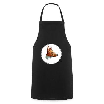 Basenji Dog Watercolor Sketch Illustration - Cooking Apron - black - Front - AI Model Male 185 dark (185cm)