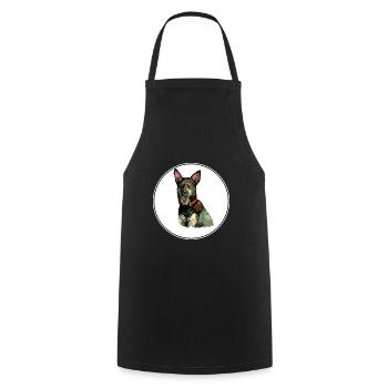 Australian Kelpie Dog Watercolor Illustration - Cooking Apron - black - Front - AI Model Male 185 dark (185cm)