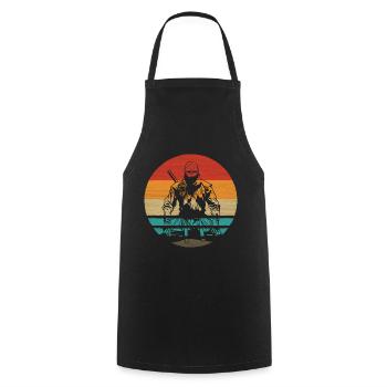 Ninja Retro Style Vintage - Cooking Apron - black - Front - AI Model Male 185 dark (185cm)